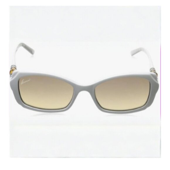 Gucci White Bamboo Sunglasses - GG3194/S - Rectangular Brown Tint - Never Worn - Picture 2 of 14